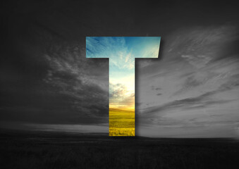 Nature alphabetic letters, letter T, nature landscape, a to z, number 1 to 10
