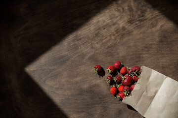 homemade strawberries of juicy red Bordeaux color