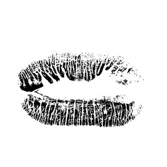 Lips track print. Stamp of mouth isolated on white background. Vector illustration.