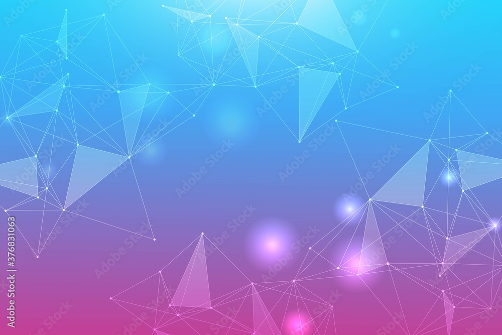 Poster geometric abstract background with connected line and dots. structure molecule and communication. sc
