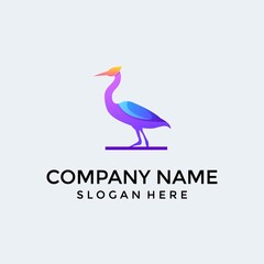 colorful stork logo design template