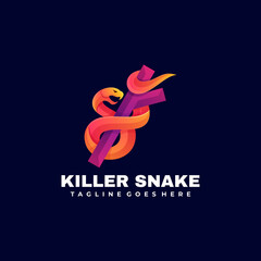 Obraz premium Vector Logo Illustration Killer Snake Gradient Colorful Style.