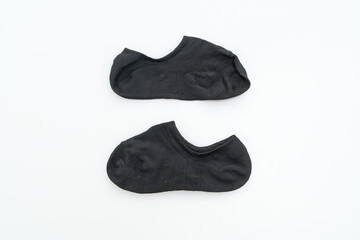 black sock on white background