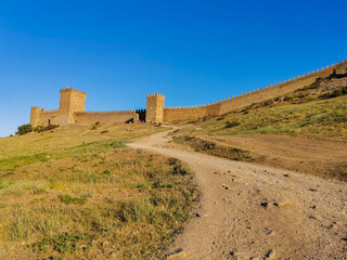 Fototapeta na wymiar View of the Genoese fortress. Sudak, Crimea.