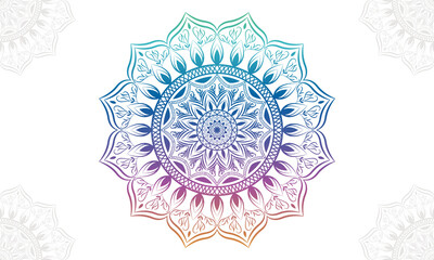 Gradient mandala background with floral ornament pattern. Hand drawn mandala design. Vector mandala template for decoration invitation, cards, wedding, logos, cover, brochure, flyer, banner.