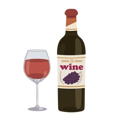 赤ワイン　イラスト　ワイン瓶　グラス
