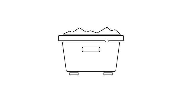 Black line Trash can icon isolated on white background. Garbage bin sign. Recycle basket icon. Office trash icon. 4K Video motion graphic animation.