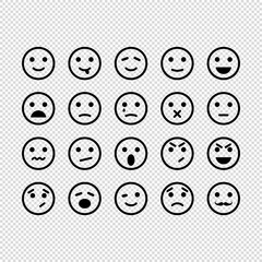 Emotion icon set on transparent background. Collection emoji. Vector EPS 10.