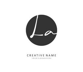 L A LA Initial letter handwriting and signature logo. A concept handwriting initial logo with template element.