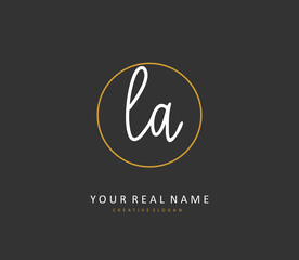 L A LA Initial letter handwriting and signature logo. A concept handwriting initial logo with template element.