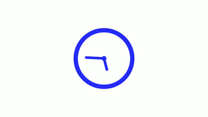 Amazing blue color counting down clock icon on white background,circle clock icon