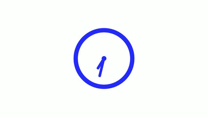 Amazing blue color counting down clock icon on white background,circle clock icon