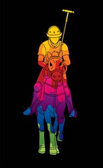 Polo Horse players action sport cartoon graphic vector.
