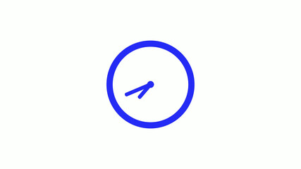 Amazing blue color counting down clock icon on white background,circle clock icon