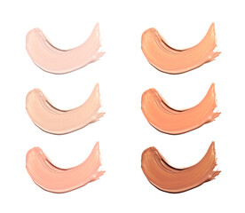 Sample of foundation for makeup on white background