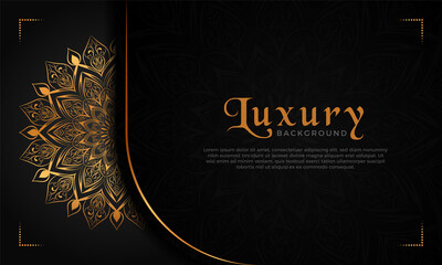 Luxury mandala background with floral ornament pattern. Hand drawn gold mandala design. Vector mandala template for decoration invitation, cards, wedding, logos, cover, brochure, flyer, banner.