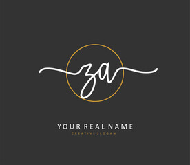Z A ZA Initial letter handwriting and signature logo. A concept handwriting initial logo with template element.