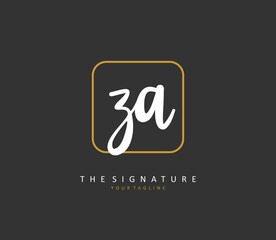 Z A ZA Initial letter handwriting and signature logo. A concept handwriting initial logo with template element.