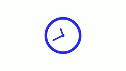 Amazing blue color counting down clock icon on white background,circle clock icon