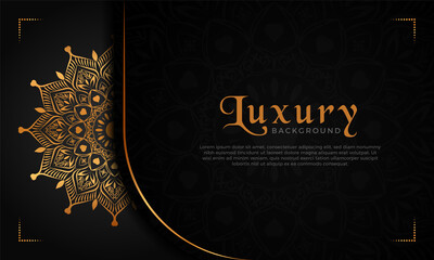 Luxury mandala background with floral ornament pattern. Hand drawn gold mandala design. Vector mandala template for decoration invitation, cards, wedding, logos, cover, brochure, flyer, banner.