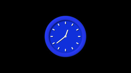 Amazing blue color 3d wall clock icon on black background