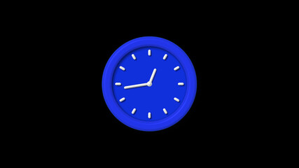 Amazing blue color 3d wall clock icon on black background