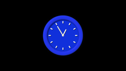 Amazing blue color 3d wall clock icon on black background