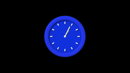 Amazing blue color 3d wall clock icon on black background