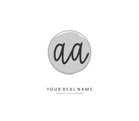 AA Initial letter handwriting and signature logo. A concept handwriting initial logo with template element.