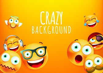 High Quality Emoticon Character Yellow Background . Isolated Vector Elements