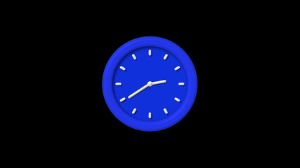 Amazing blue color 3d wall clock icon on black background