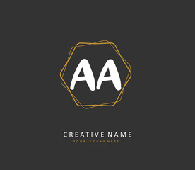 AA Initial letter handwriting and signature logo. A concept handwriting initial logo with template element.