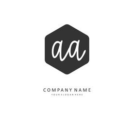 AA Initial letter handwriting and signature logo. A concept handwriting initial logo with template element.