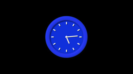 New blue color 3d wall clock icon on black background,counting down clock icon