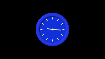 New blue color 3d wall clock icon on black background,counting down clock icon