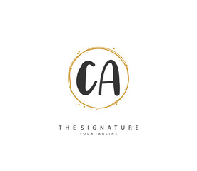 C A CA Initial letter handwriting and signature logo. A concept handwriting initial logo with template element.