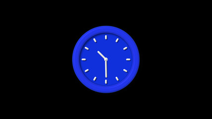 New blue color 3d wall clock icon on black background,counting down clock icon