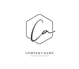 C A CA Initial letter handwriting and signature logo. A concept handwriting initial logo with template element.