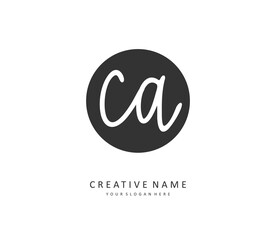 C A CA Initial letter handwriting and signature logo. A concept handwriting initial logo with template element.
