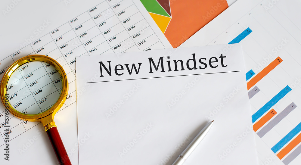 Poster paper with new mindset a table on the charts