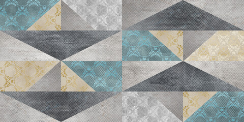 abstract mosaic background, colorful vintage geometric pattern, patchwork textile design or digital tile decor