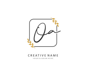 O A OA Initial letter handwriting and signature logo. A concept handwriting initial logo with template element.