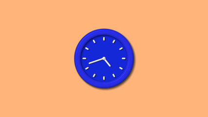 Amazing blue color 3d wall clock icon on brown light background,clock icon