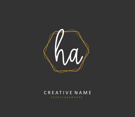 H A HA Initial letter handwriting and signature logo. A concept handwriting initial logo with template element.