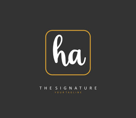 H A HA Initial letter handwriting and signature logo. A concept handwriting initial logo with template element.
