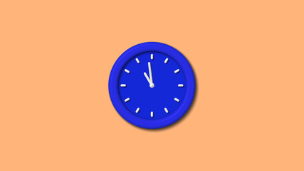 Amazing blue color 3d wall clock icon on brown light background,clock icon