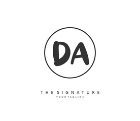 DA Initial letter handwriting and signature logo. A concept handwriting initial logo with template element.