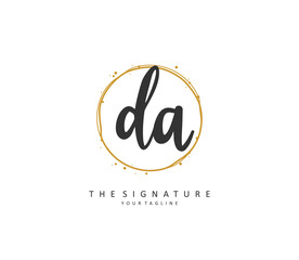 DA Initial letter handwriting and signature logo. A concept handwriting initial logo with template element.