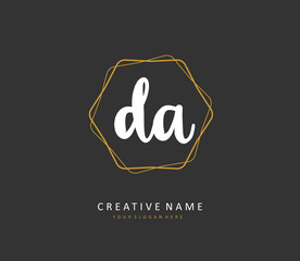 DA Initial letter handwriting and signature logo. A concept handwriting initial logo with template element.