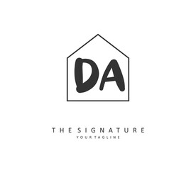DA Initial letter handwriting and signature logo. A concept handwriting initial logo with template element.